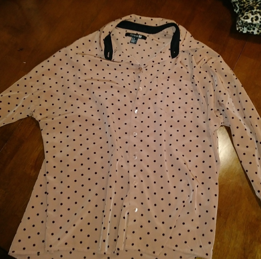 Forever 21 polka dot button up